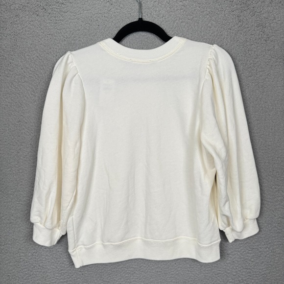 Abercrombie Sweatshirt Womens M Cream New‎ York Balloon Sleeve Crewneck Preppy - Picture 2 of 10